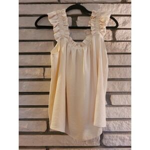 Marvmys Cream Ruffle Strap Tank Top Blouse Size Medium